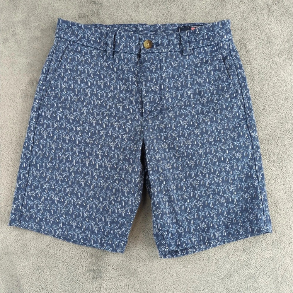 Vineyard‎ Vines Shorts Mens 28 Blue Palm Tree Print Chino Flat Front Stretch